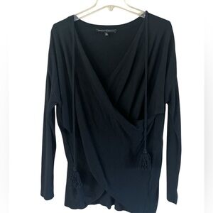 White House Black Market Layered Front Sweater Black Size Small Wool/Cashmere